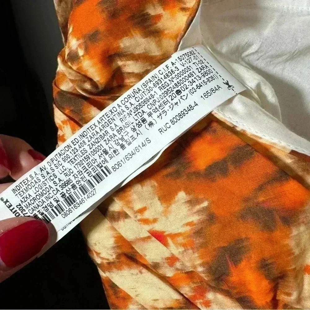 NWOT Zara Geometric Floral Print Cotton  Cropped Top S - Picture 6 of 8